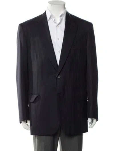 Pre-owned Brioni Wool Striped Blazer In Blue