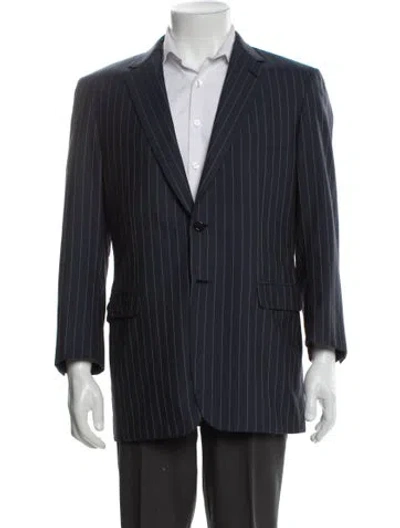 Pre-owned Brioni Wool Striped Blazer In Blue