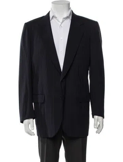 Pre-owned Brioni Wool Striped Blazer In Blue