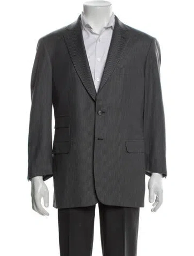 Pre-owned Brioni Wool Striped Blazer In Gray