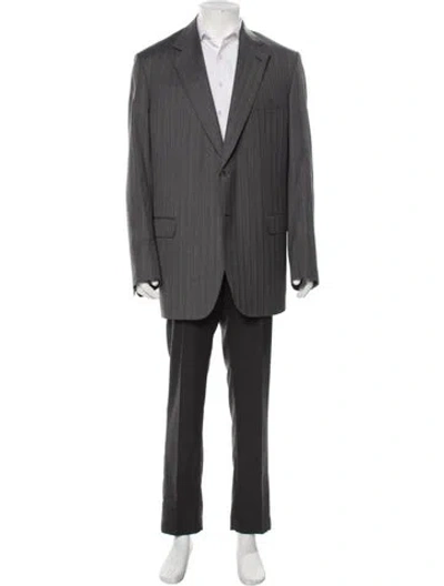 Pre-owned Brioni Wool Striped Blazer In Gray