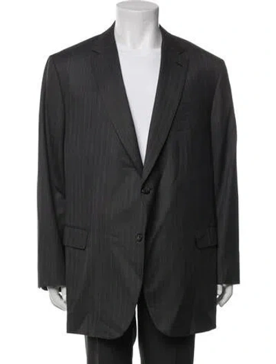 Pre-owned Brioni Wool Striped Blazer In Gray