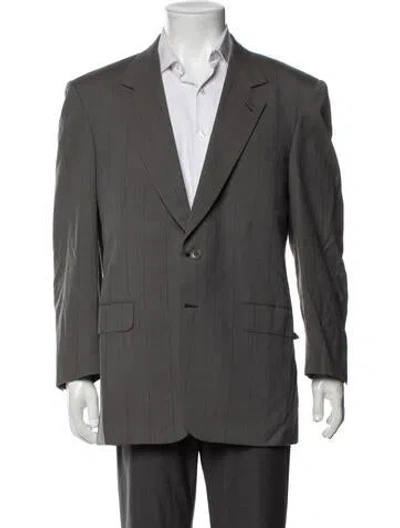 Pre-owned Brioni Wool Striped Blazer In Grey
