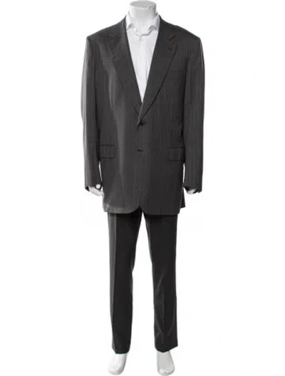 Pre-owned Brioni Wool Striped Blazer In Grey