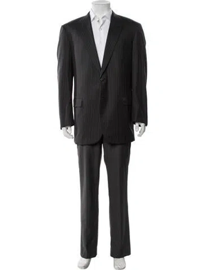 Pre-owned Brioni Wool Striped Blazer In Grey