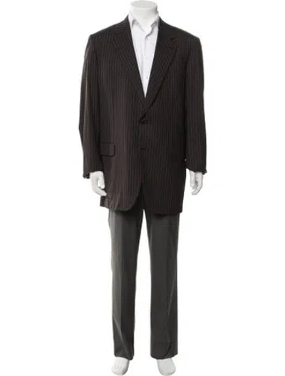 Pre-owned Brioni Wool Striped Blazer In Grey