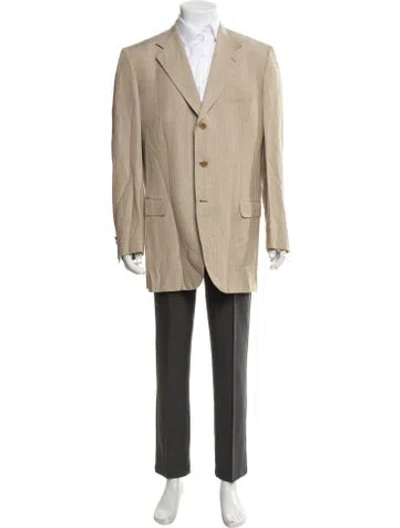 Pre-owned Brioni Wool Striped Jacket In Neutrals