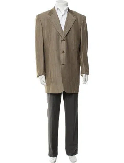 Pre-owned Brioni Wool Striped Jacket In Neutrals