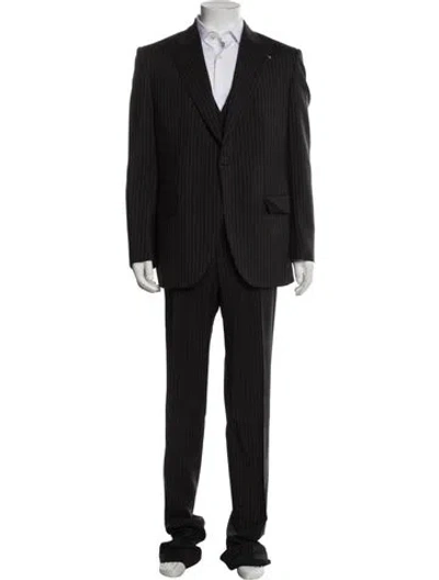 Pre-owned Brioni Wool Striped Three-piece Blazer W/ Tags In Black/white