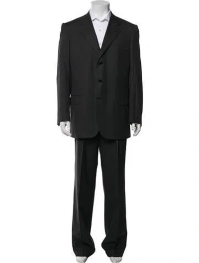 Pre-owned Brioni Wool Striped Three-piece Suit In Black/green