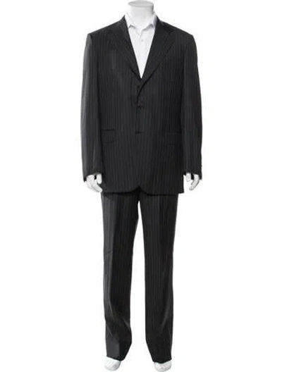 Pre-owned Brioni Wool Striped Two-piece Blazer In Black