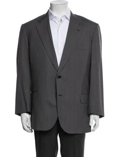 Pre-owned Brioni Wool Striped Two-piece Blazer In Gray
