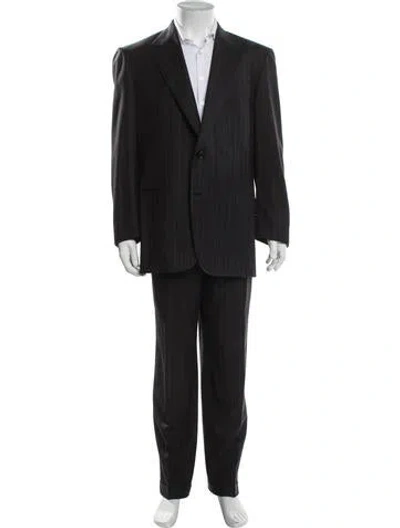 Pre-owned Brioni Wool Striped Two-piece Blazer In Gray