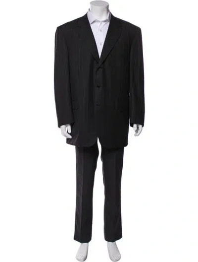 Pre-owned Brioni Wool Striped Two-piece Blazer In Green