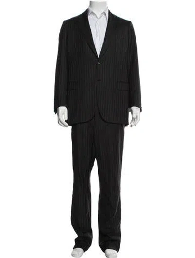 Pre-owned Brioni Wool Striped Two-piece Suit In Black