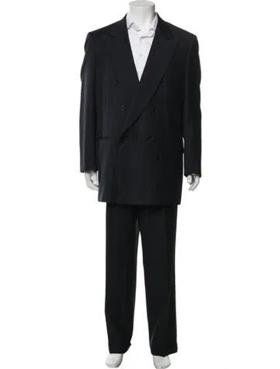 Pre-owned Brioni Wool Striped Two-piece Suit In Blue