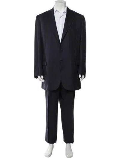 Pre-owned Brioni Wool Striped Two-piece Suit In Blue