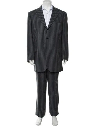 Pre-owned Brioni Wool Striped Two-piece Suit In Blue