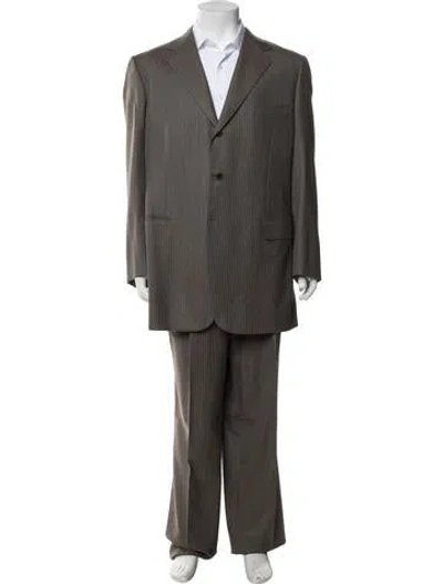 Pre-owned Brioni Wool Striped Two-piece Suit In Brown