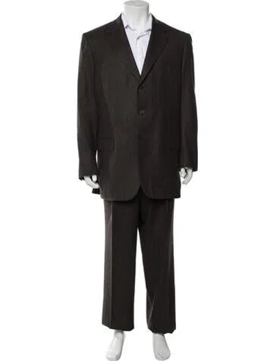 Pre-owned Brioni Wool Striped Two-piece Suit In Brown