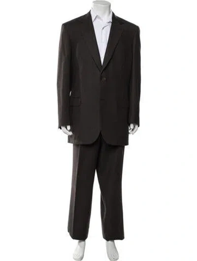 Pre-owned Brioni Wool Striped Two-piece Suit In Brown