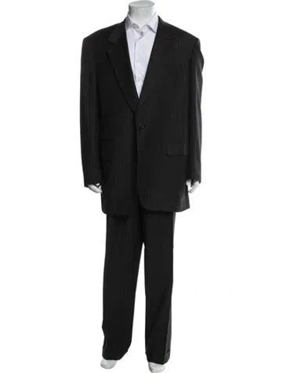 Pre-owned Brioni Wool Striped Two-piece Suit In Gray