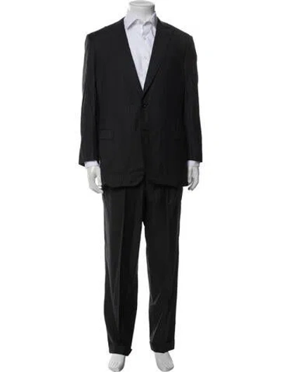 Pre-owned Brioni Wool Striped Two-piece Suit In Gray