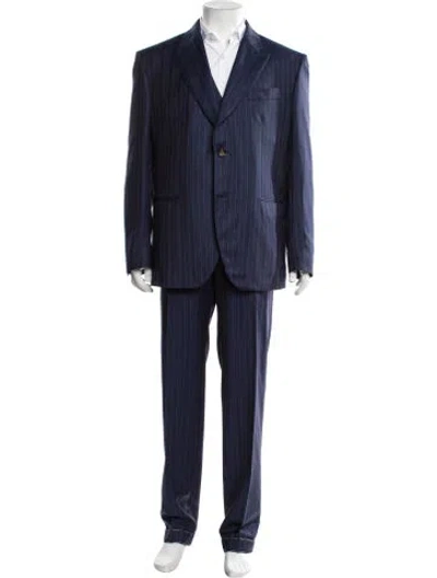 Pre-owned Brioni Wool Striped Two-piece Suit W/ Tags In Blue