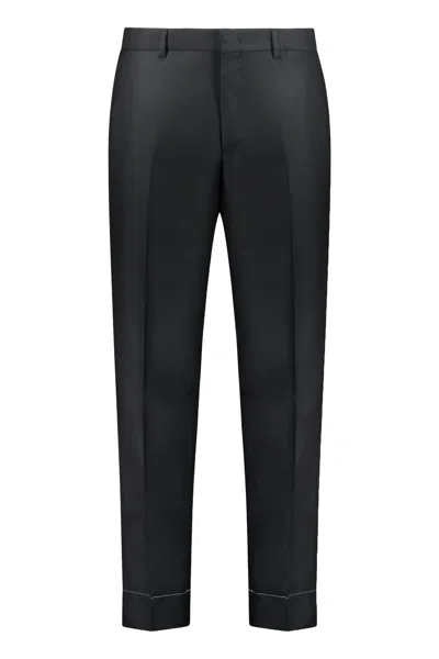 Brioni Wool Tailored Trousers In Black
