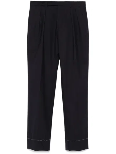 Brioni Wool Tailored Trousers In Blue