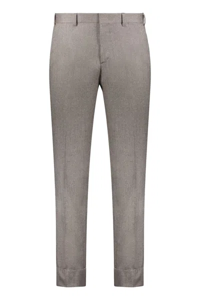 Brioni Wool Tailored Trousers In Brown