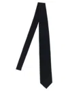 Brioni Slim Textured Wool Tie With Pointed Tip In Blue