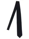 Brioni Slim Textured Wool Tie With Pointed Tip In Blue