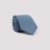 Brioni Textured Diagonal Pattern Silk Tie In Blue