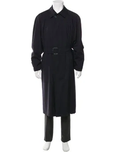 Pre-owned Brioni Wool Trench Coat In Blue