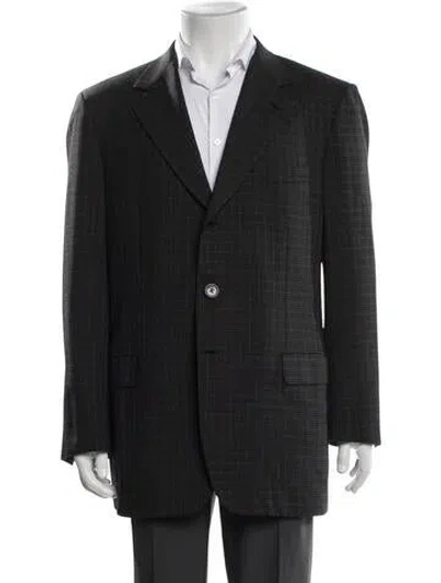 Pre-owned Brioni Wool Tweed Pattern Blazer In Black