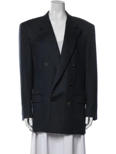 Pre-owned Brioni Wool Tweed Pattern Blazer In Blue