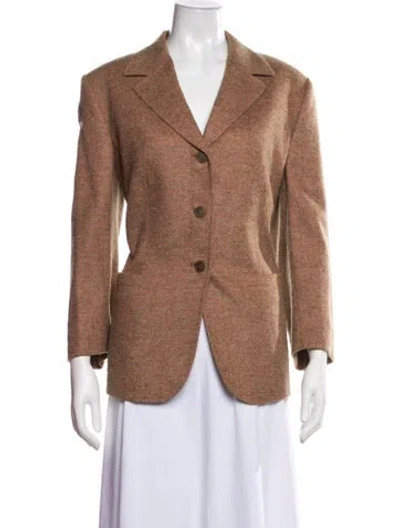 Pre-owned Brioni Wool Tweed Pattern Blazer In Brown