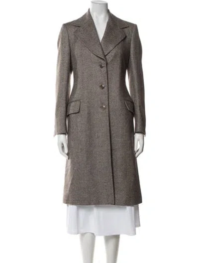 Pre-owned Brioni Wool Tweed Pattern Coat In Neutral