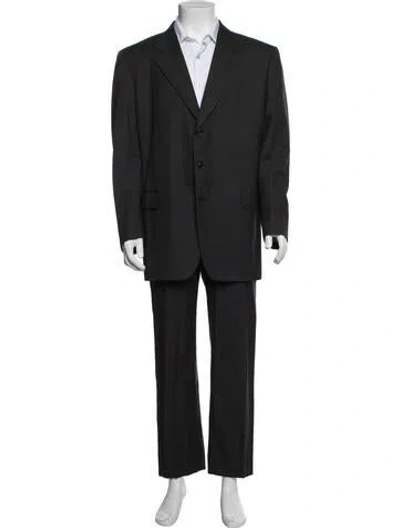 Pre-owned Brioni Wool Tweed Pattern Two-piece Blazer In Black