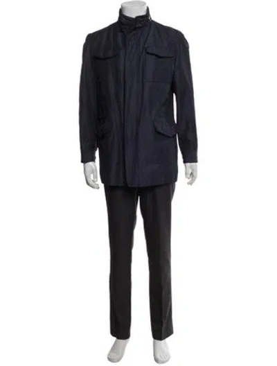 Pre-owned Brioni Wool Utility Jacket In Blue