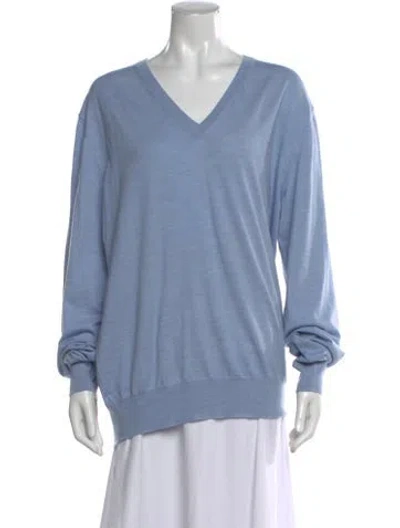 Pre-owned Brioni Wool V-neck Sweater In Blue