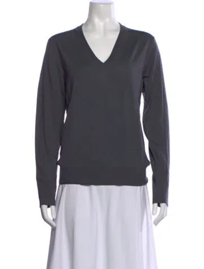 Pre-owned Brioni Wool V-neck Sweater In Gray