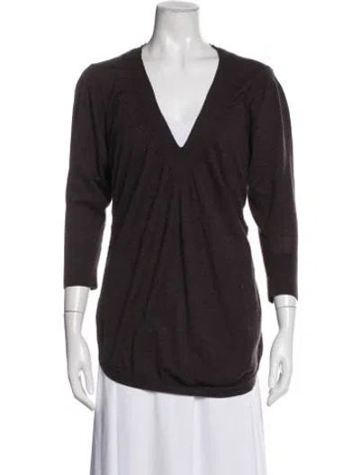 Pre-owned Brioni Wool V-neck Sweater In Purple
