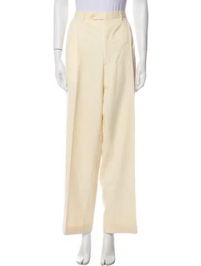 Pre-owned Brioni Wool Wide Leg Pants In White