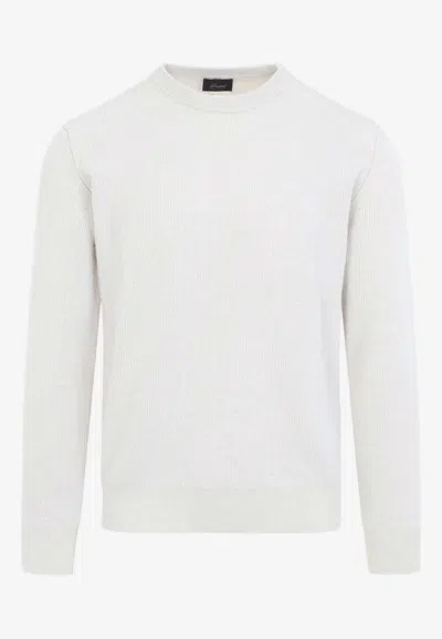 Brioni Wool-blend Crewneck Sweater In White