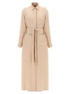Brioni Silk Belted Dress In Neutral