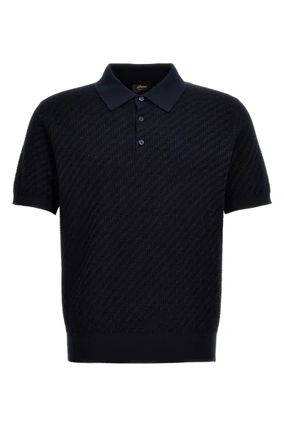 BRIONI BRIONI WOVEN KNIT POLO SHIRT
