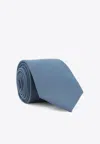 Brioni Textured Diagonal Pattern Silk Tie In Blue