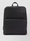 Brioni Embossed Logo Grained Leather Backpack In Pink